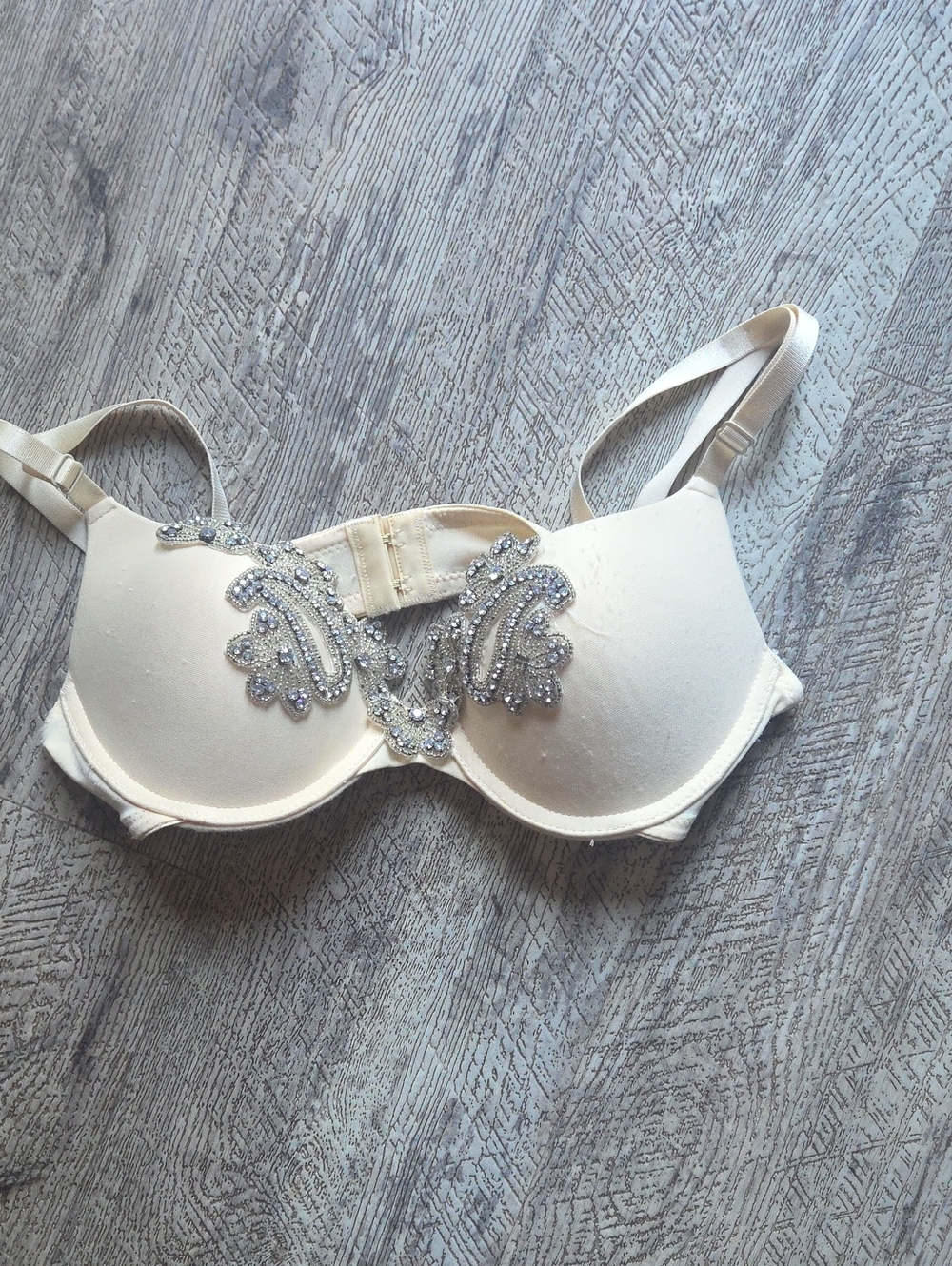 Native Intimates Cream Bra with Silver Beaded Accents
